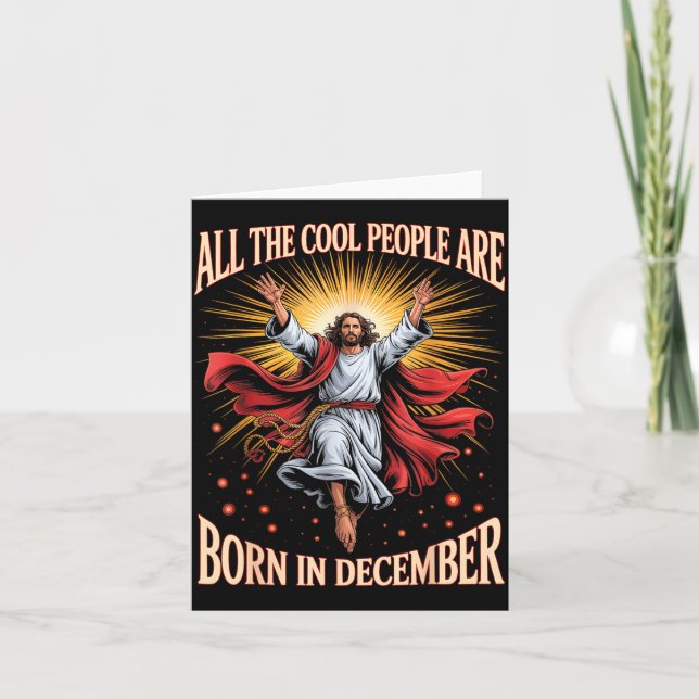 Carte Cool People Are Born In December Christian Xmas Bi (Devant)