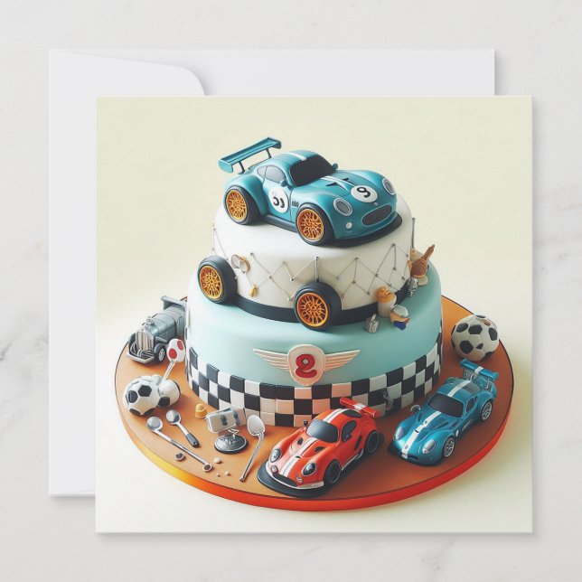 CARTE COOL RACE VOITURE THÈME ANNIVERSAIRE DE ENFANT GÂT (Devant)