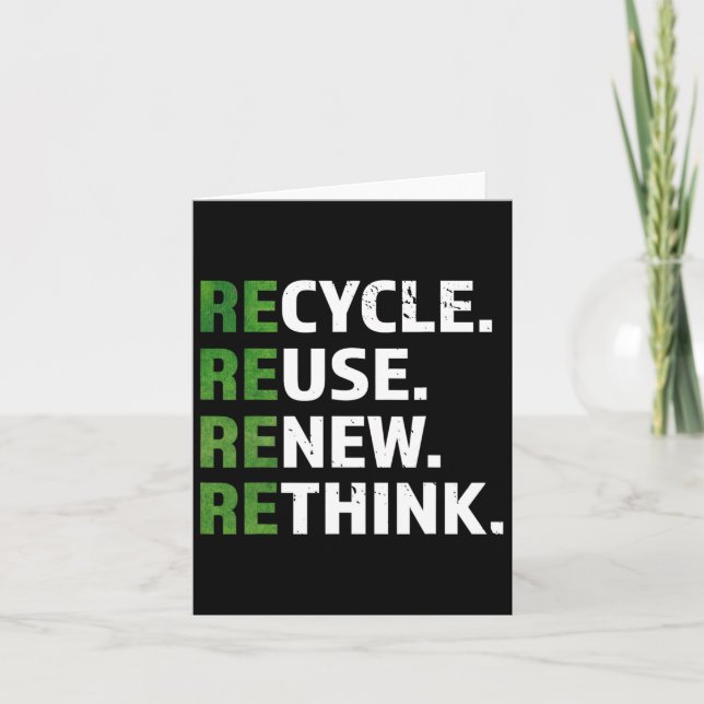 Carte Cool Recycler Réutiliser Repenser le devis Jour de (Devant)