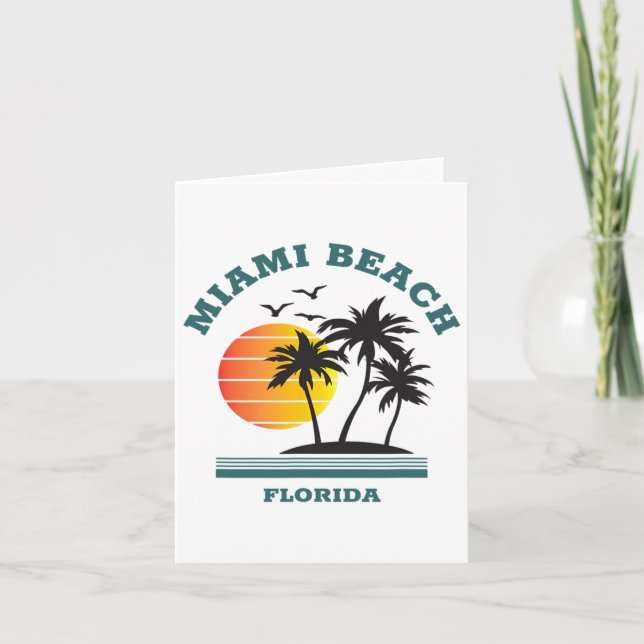 Carte Cool rétro Miami Beach Mens Femmes Plages Floride (Devant)