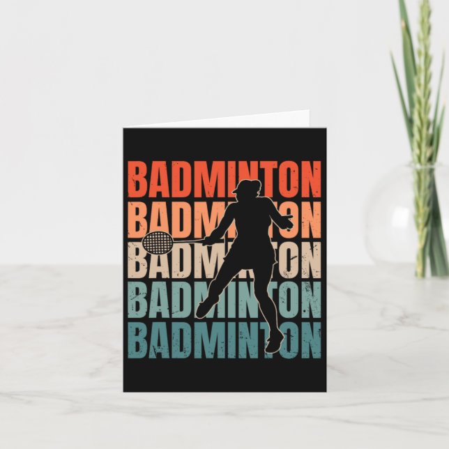 Carte Cool Retro Texte Silhouette Badminton (Devant)