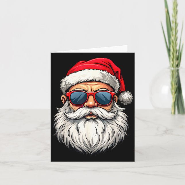 Carte Cool Santa Claus Face Retro Sungles Christmas Men  (Devant)