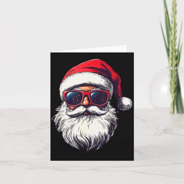 Carte Cool Santa Claus Face Retro Sungles Christmas Men  (Devant)
