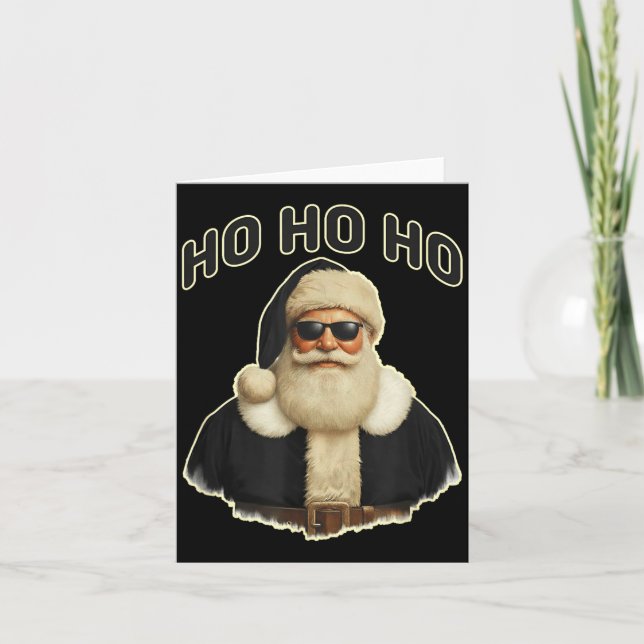 Carte Cool Santa In Black Hat Sungles Graphic  (Devant)