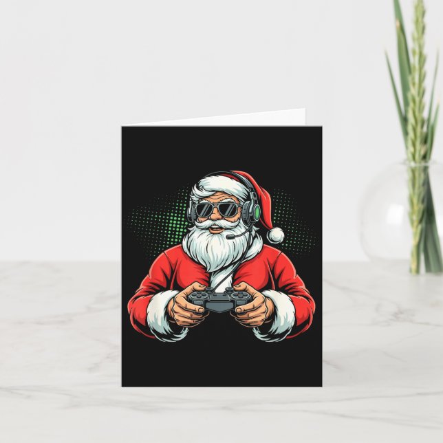 Carte Cool Santa Playing Video Games Christmas Gamer Boy (Devant)