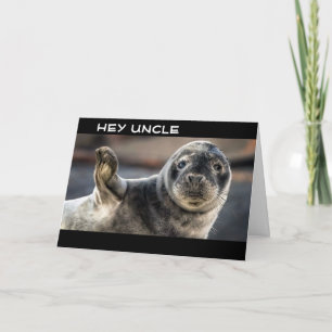 CARTE COOL SEAL DIT "HEUREUX ONCLE D'ANNIVERSAIRE"