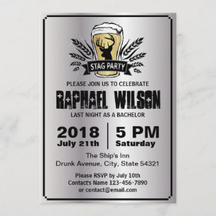 Carte cool Silver Beer Barley Stag Bachelor Party