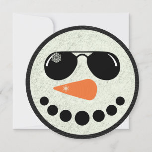 Carte cool Snowman Round Christmas Flat Card