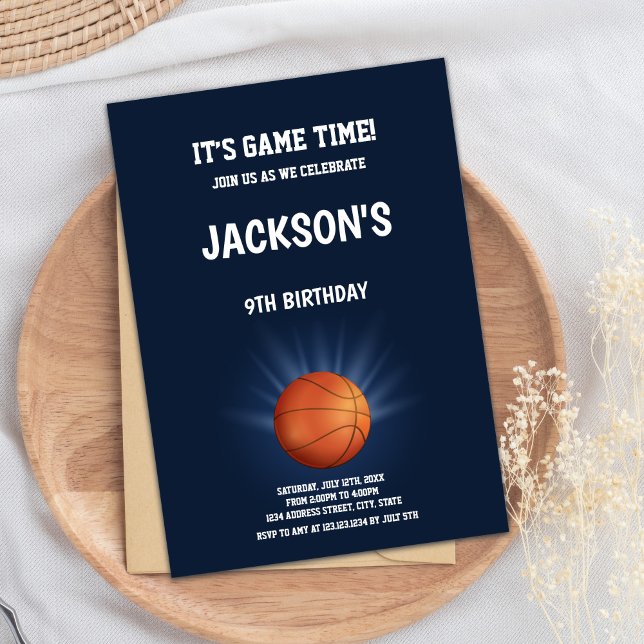 Carte cool Sports Party (Basketball Shine Birthday Invitations)