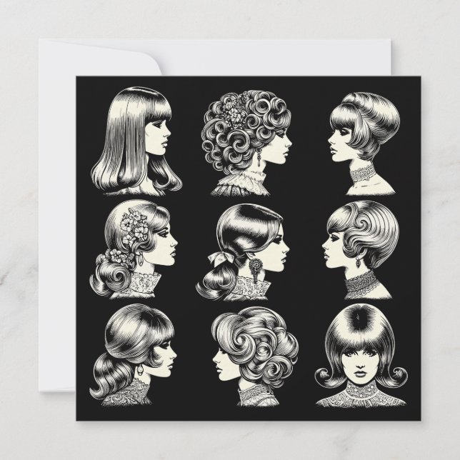 Carte Cool Vintage Boho retro femmes coiffures (Devant)