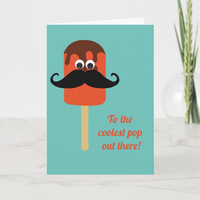 Carte Coolest Pop Out There Funsicle Mustache Blue (Devant)