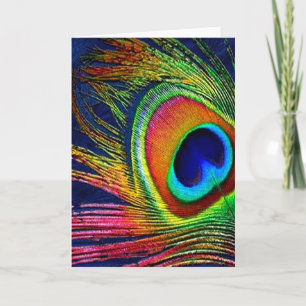 Carte Copie colorée de plume de paon