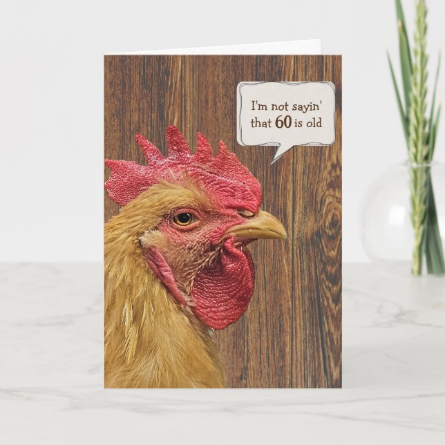 Carte Coq 60e anniversaire Humour (Devant)