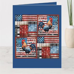 Carte Coq American Flag Pièce d'art populaire