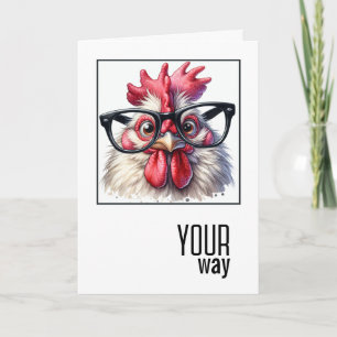 Carte Coq d'anniversaire portant de grandes lunettes
