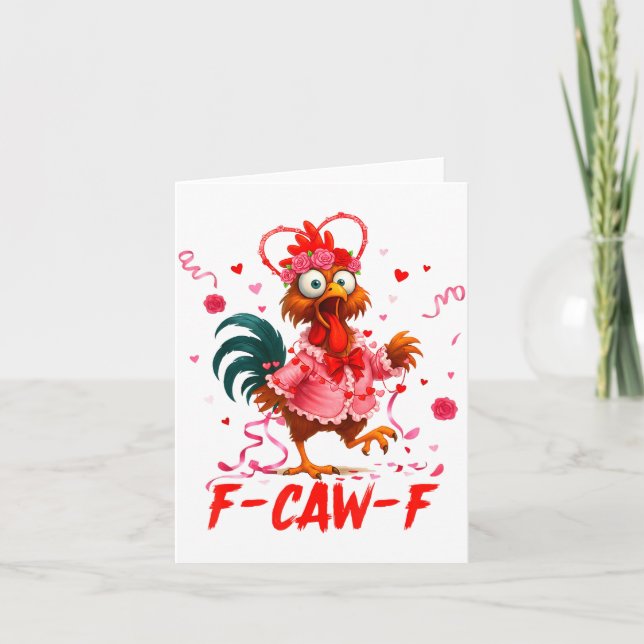 Carte Coq drôle F-caw-f Saint Valentin Poulet Fcawf (Devant)