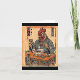 Carte Coq drôle mangeant des ramen cadeaux rétro japonai