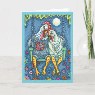 Carte COQ POULE SE CAJOLE, ROMANCE DE POULET MIGNON Blan