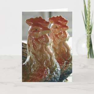 Carte Coq vintage, Bonjour