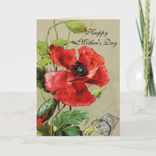 Carte COQUELICOT ET PAPILLON / Fête des Mères