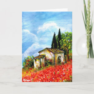 Carte COQUELICOTS DANS LE PAYSAGE DE LA TOSCANE Champs d