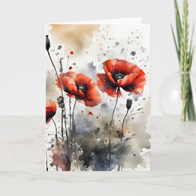 Carte Coquelicots - Fleurs à l'aquarelle (Devant)