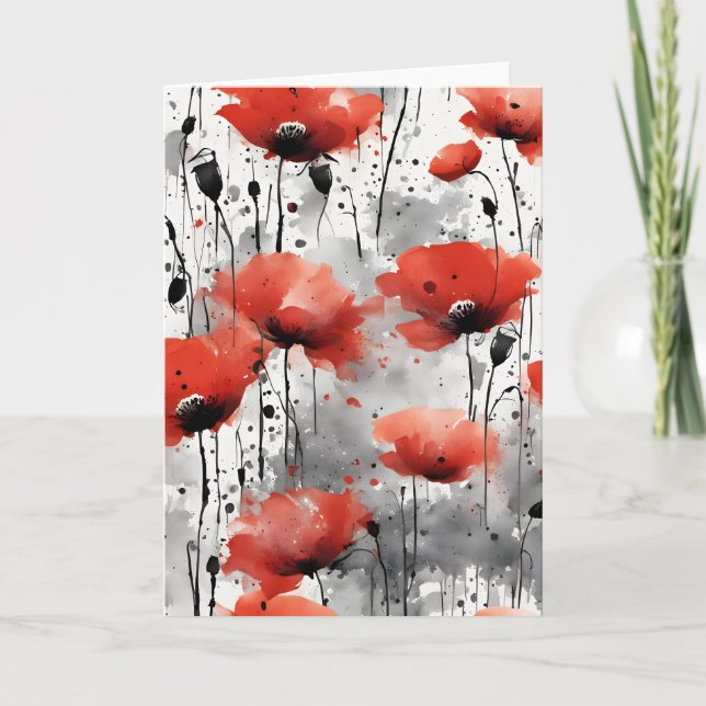 Carte Coquelicots - Fleurs aquarelle (Devant)