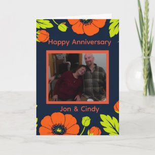 Carte Coquelicots orange sur fond sombre Photo personnal