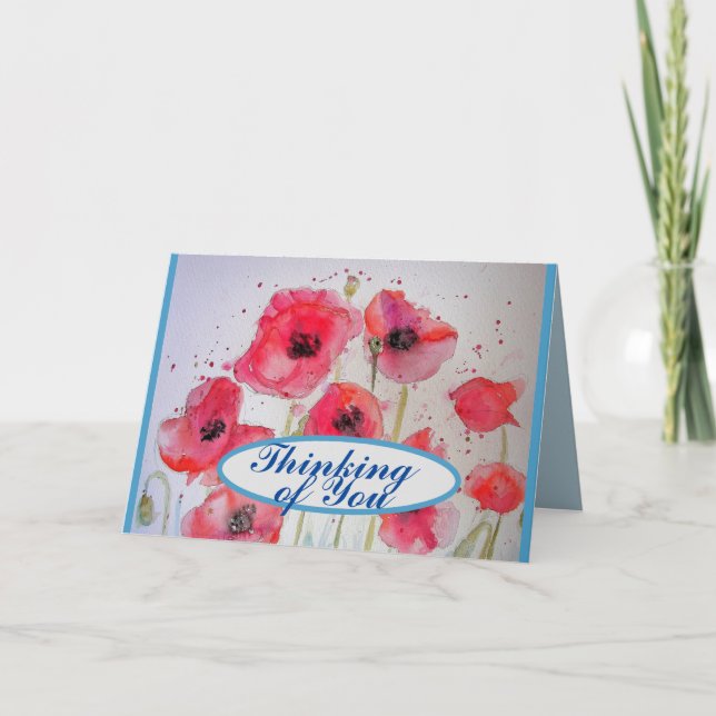 Carte Coquelicots rouges fleur peinture à l'aquarelle Ar (Devant)