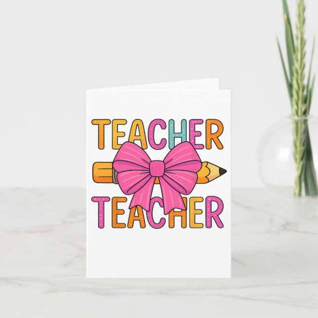 Carte Coquette Bow Cadeaux Professeur Heureux Premier Jo (Devant)