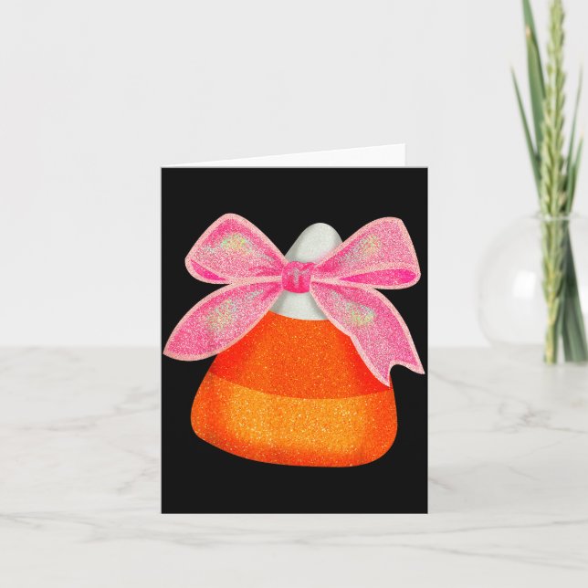 Carte Coquette Bow Candy Corn Women Girls Kids Halloween (Devant)