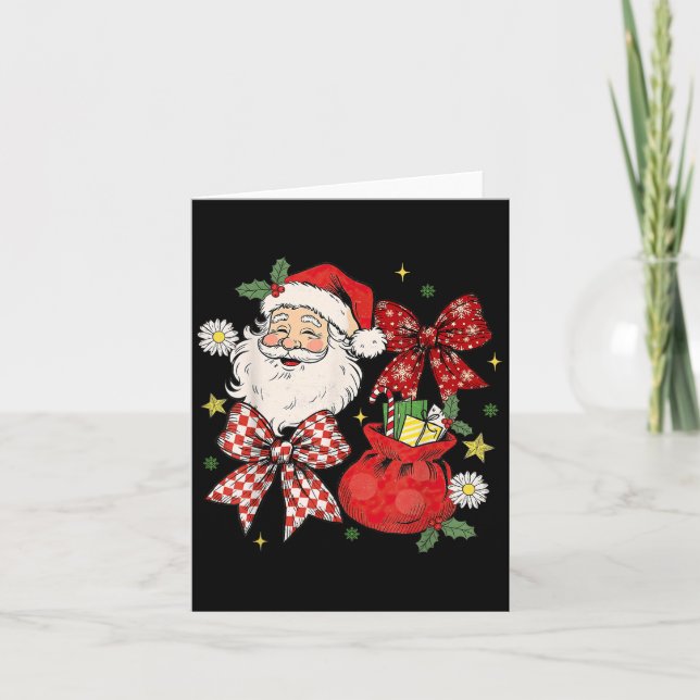 Carte Coquette Bow Christmas Santa Claus Xmas Holiday Wo (Devant)