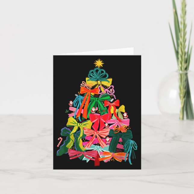 Carte Coquette Bow Christmas Tree Xmas Holiday Girly Out (Devant)