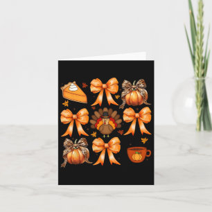 Carte Coquette Bow Citrouille Pie Turquie Thanksgiving A