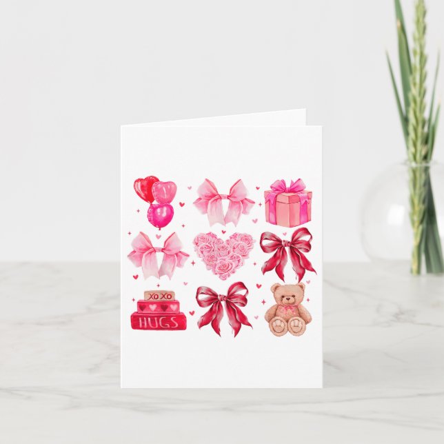 Carte Coquette Bow Coeur Valentines Fille Tee Femmes (Devant)