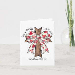Carte Coquette Bow Cross Valentines Jour Jésus Bible Ver
