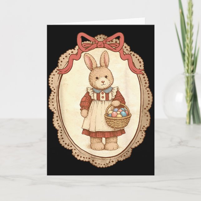 Carte Coquette Bow Funny Bunny Eggs Rabbit Happy Easter  (Devant)