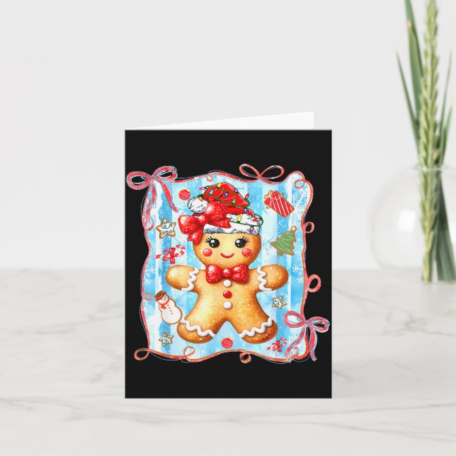 Carte Coquette Bow Gingerbread Merry Christmas Xmas Paja (Devant)