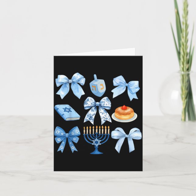 Carte Coquette Bow Hanukkah Chanukah Pajama Latke Jewish (Devant)