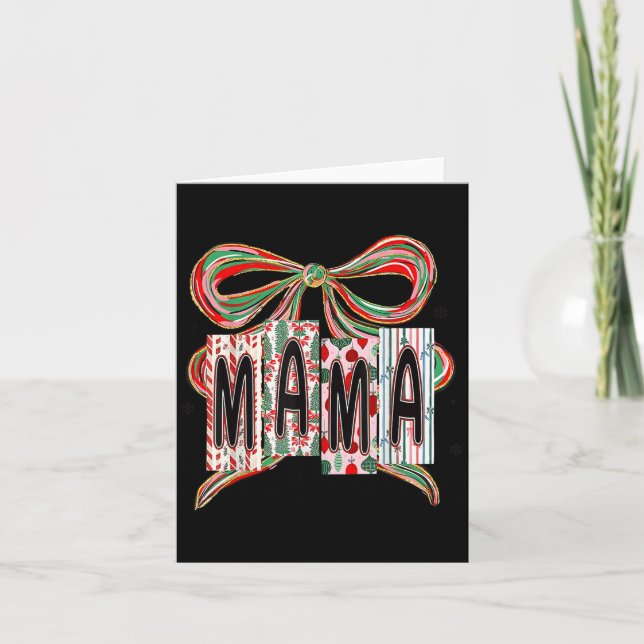 Carte Coquette Bow Merry Christmas Mama Grandma Xmas Paj (Devant)