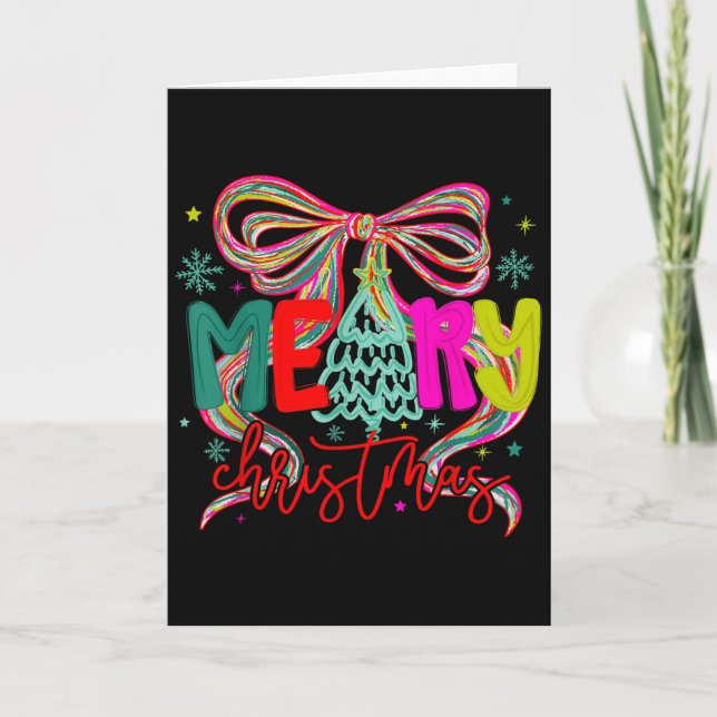 Carte Coquette Bow Merry Christmas Preppy Xmas Pajamas W (Devant)