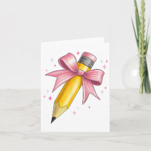 Carte Coquette Bow Pencil Étudiant Premier jour Retour