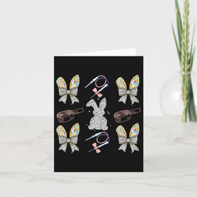 Carte Coquette Bow Phlebotomiste Bunny de Pâques (Devant)