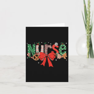 Carte Coquette Bow Retro Automne Infirmière Noël Noël Fi