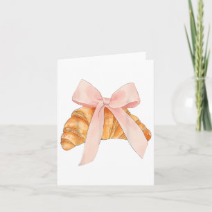 Carte Coquette Bow Rose Croissant Cuisine Baking Baker P