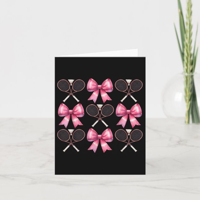 Carte Coquette Bow Volant de badminton Raquette rose Rub (Devant)