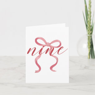 Carte Coquette fille rose Bow 9 ans 9e anniversaire par