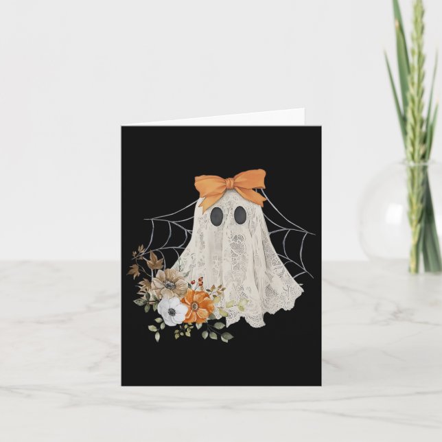 Carte Coquette Ghost Halloween Fleur Ghost Lace Éffrayan (Devant)