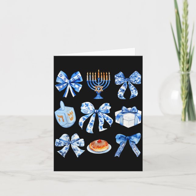 Carte Coquette Hanukkah Bow Jewish Bow Menorah Bow Women (Devant)