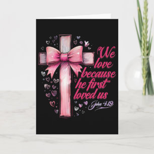 Carte Coquette Jésus Valentine Arc Croix Amour Chrétien 